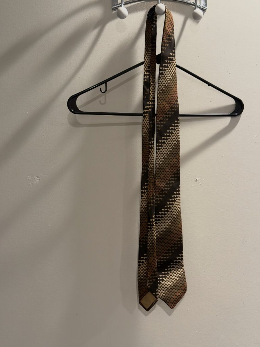 Brown Geometric Salvatorre Ferragamo Mens Neck Tie Silk